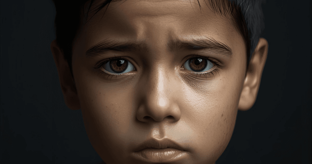 How to Ease Your Child's Sadness Face of a Latino child with an expression of sadness and concern